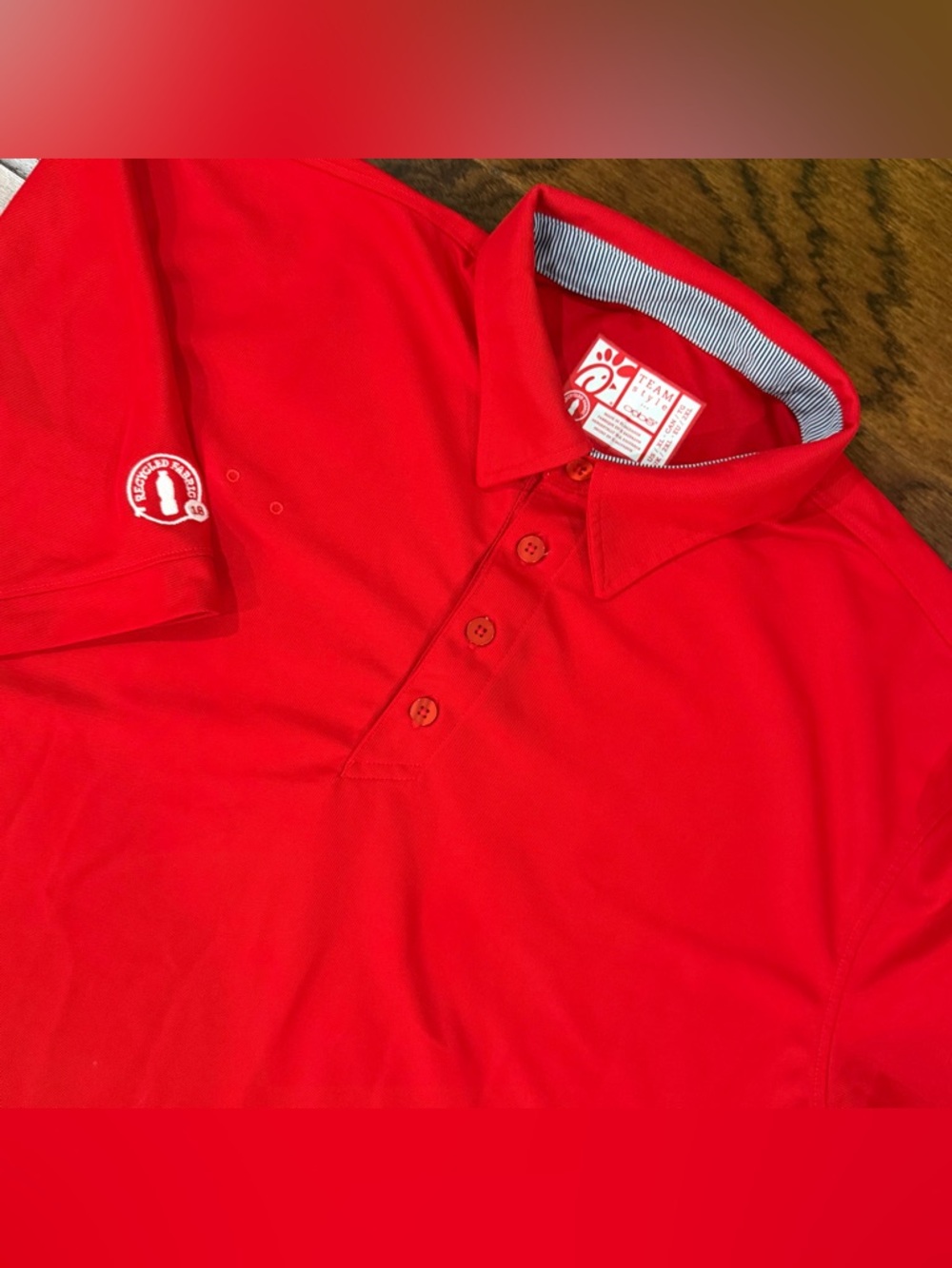 Chick-Fil-A Polo Shirt XL Oobe Team Style Red Uniform Recycled Material